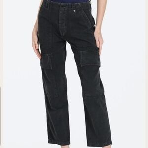 COH Zadie High Rise Surplus Cargo Linen Blend Pants in Washed Black sz 23 NWT